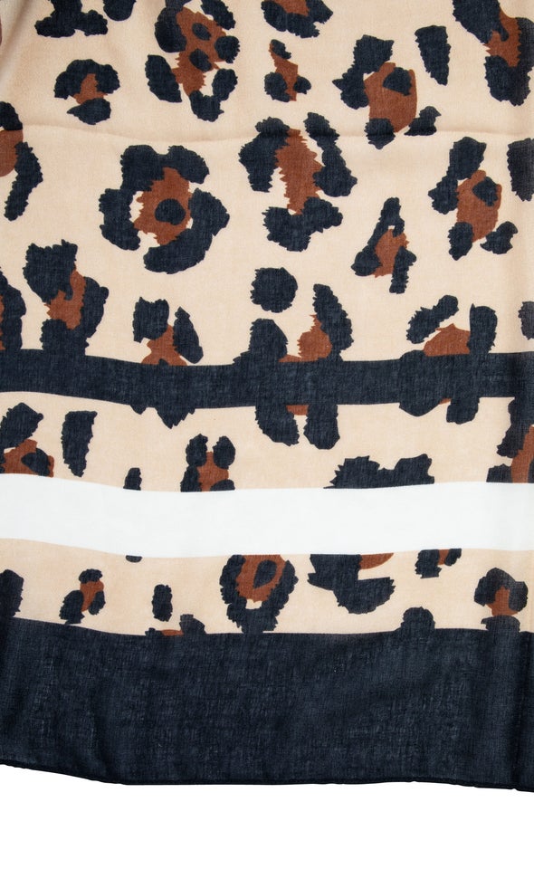 Leopard Print Scarf Black/beige