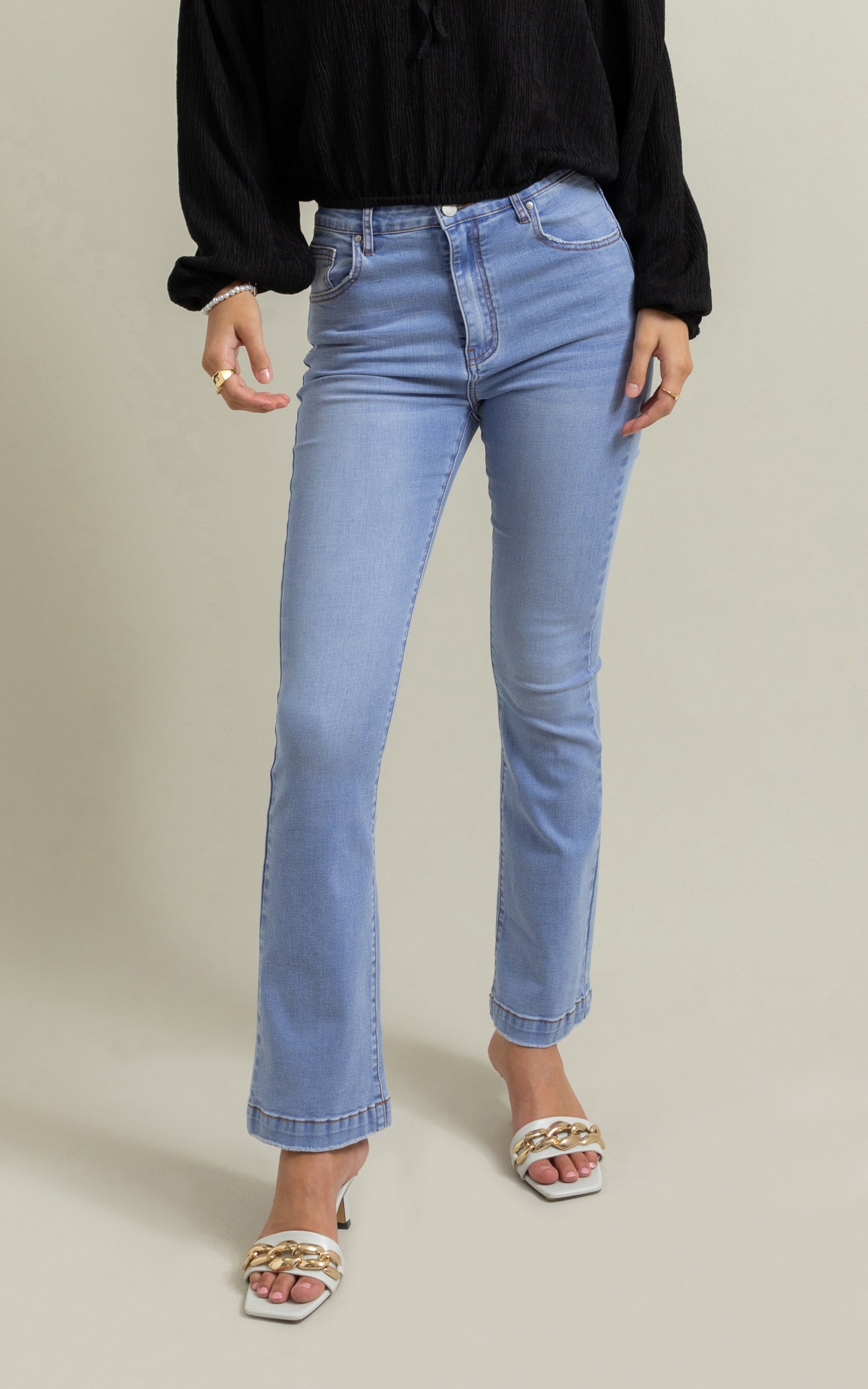 Light wash flare jeans sales