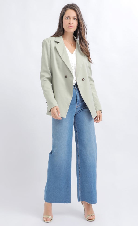 Linen Look 2 Button Blazer Sage
