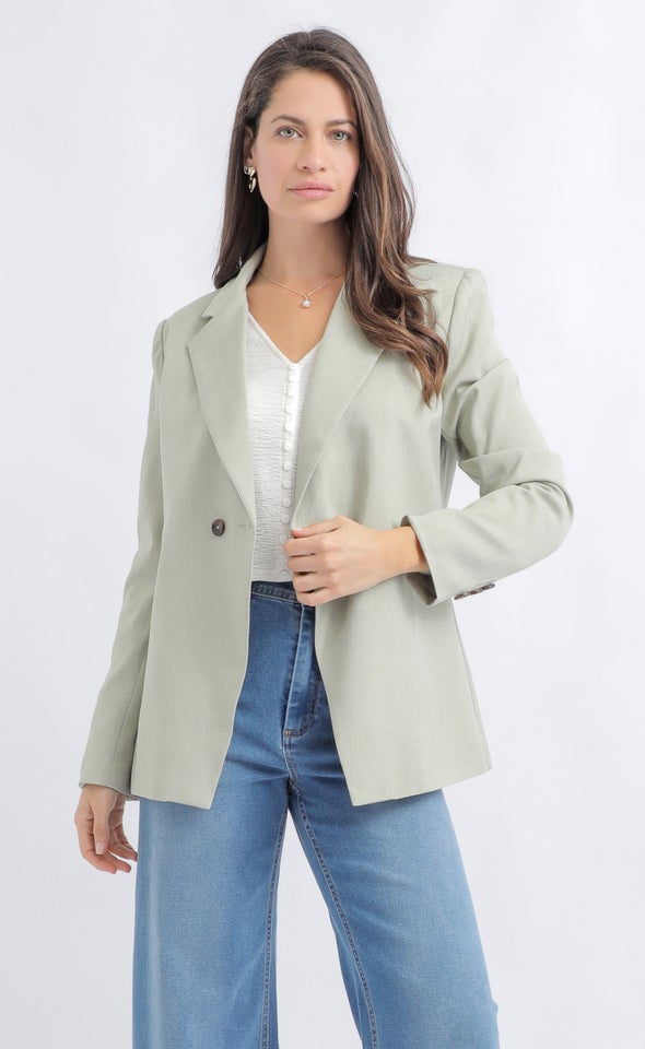 Linen Look 2 Button Blazer Sage
