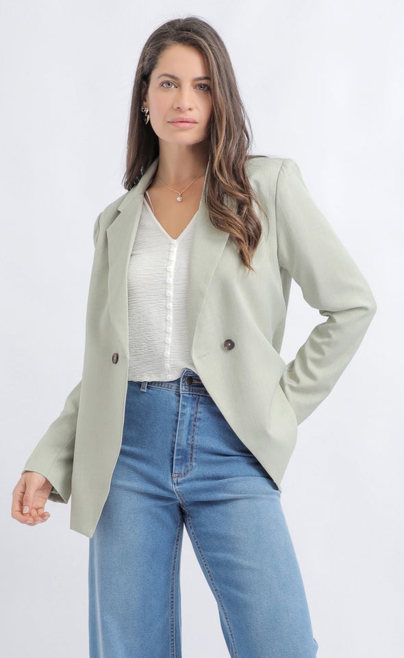 Linen Look 2 Button Blazer Sage