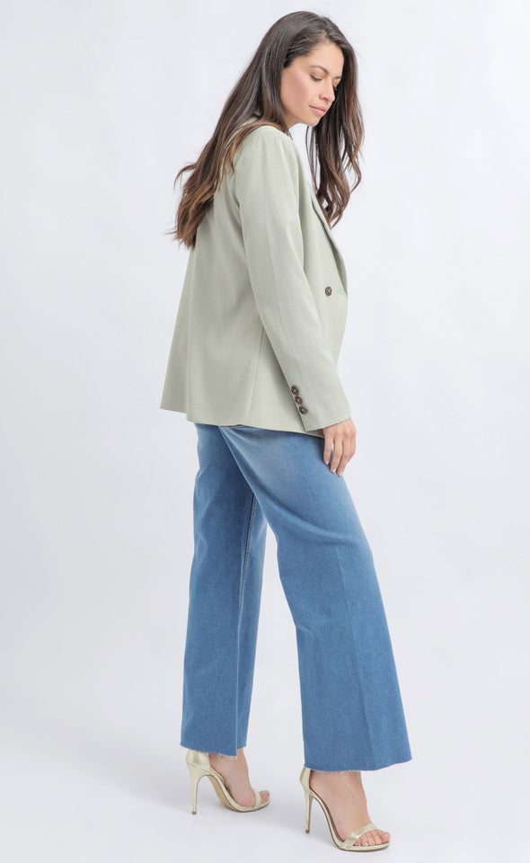 Linen Look 2 Button Blazer Sage