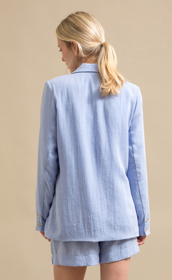 Linen Look Blazer Cornflower