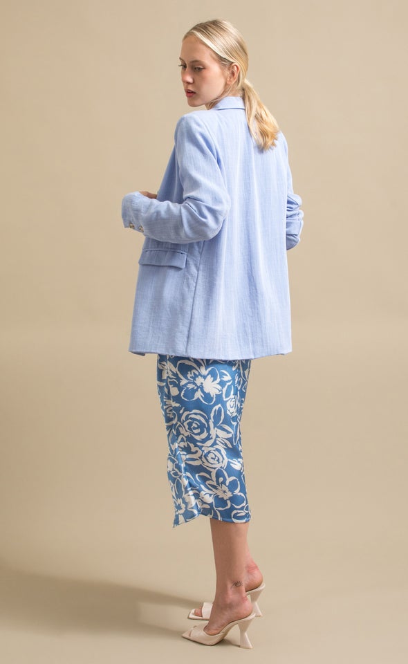 Linen Look Blazer Cornflower