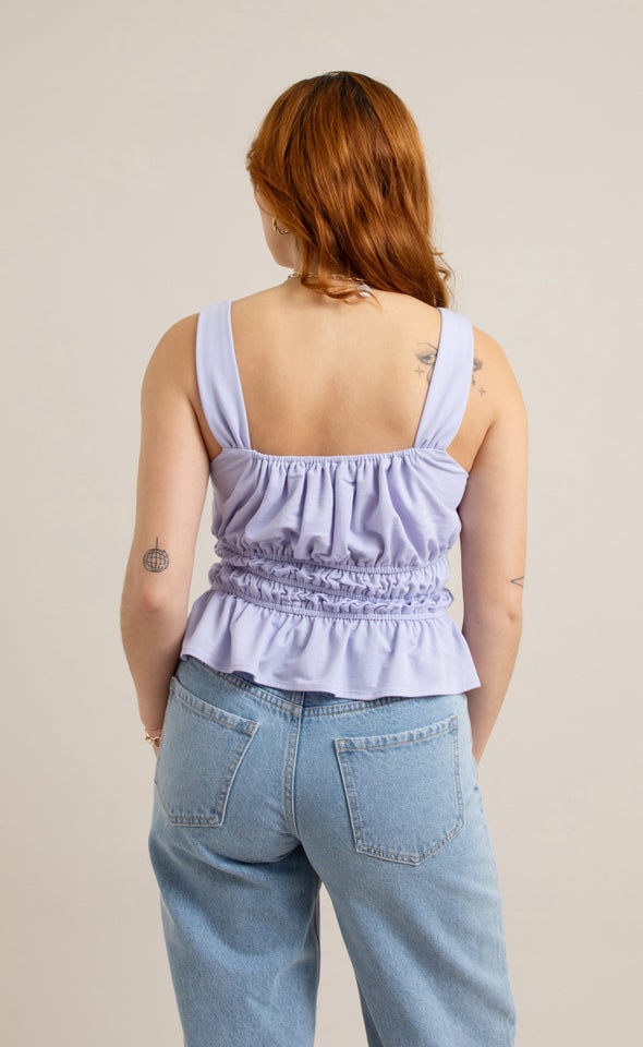 Linen Look Jersey Top Lilac