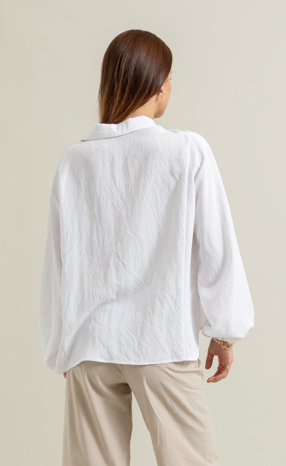 Linen Look LS Shirt Optical White