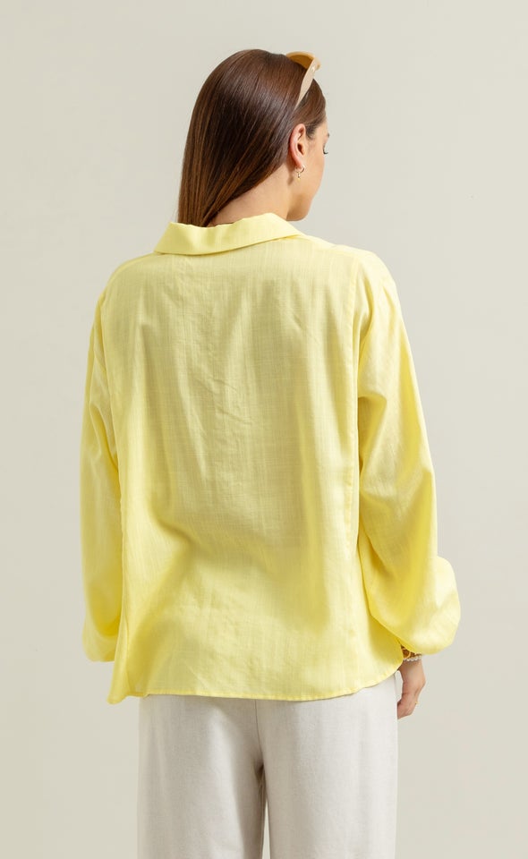 Linen Look LS Shirt Yellow