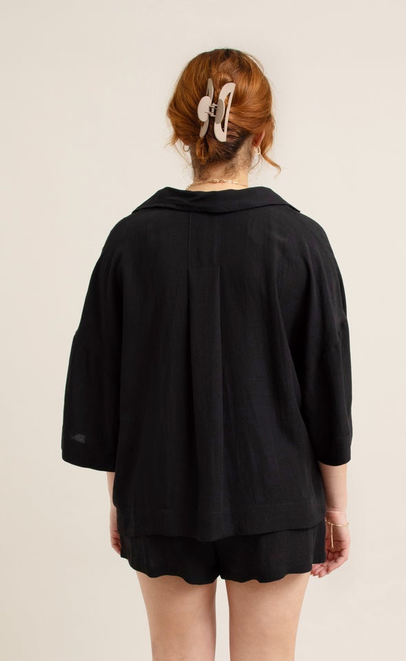 Linen Look Shirt Black