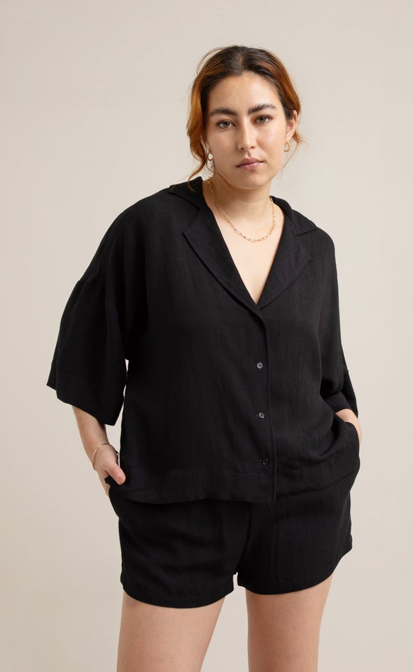 Linen Look Shirt Black