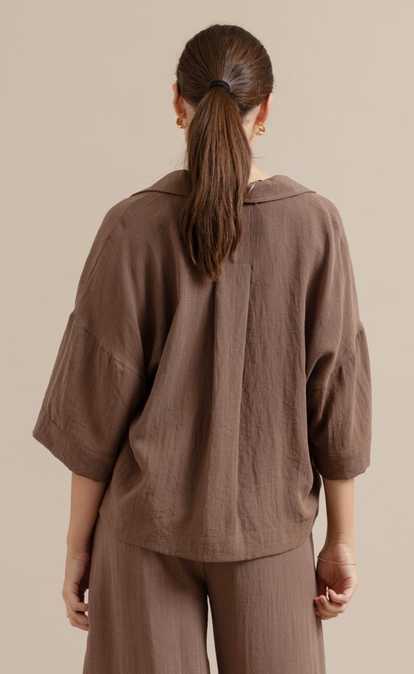 Linen Look Shirt Cocoa