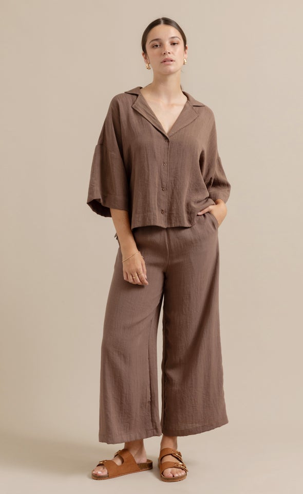 Linen Look Shirt Cocoa