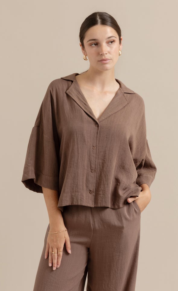 Linen Look Shirt Cocoa