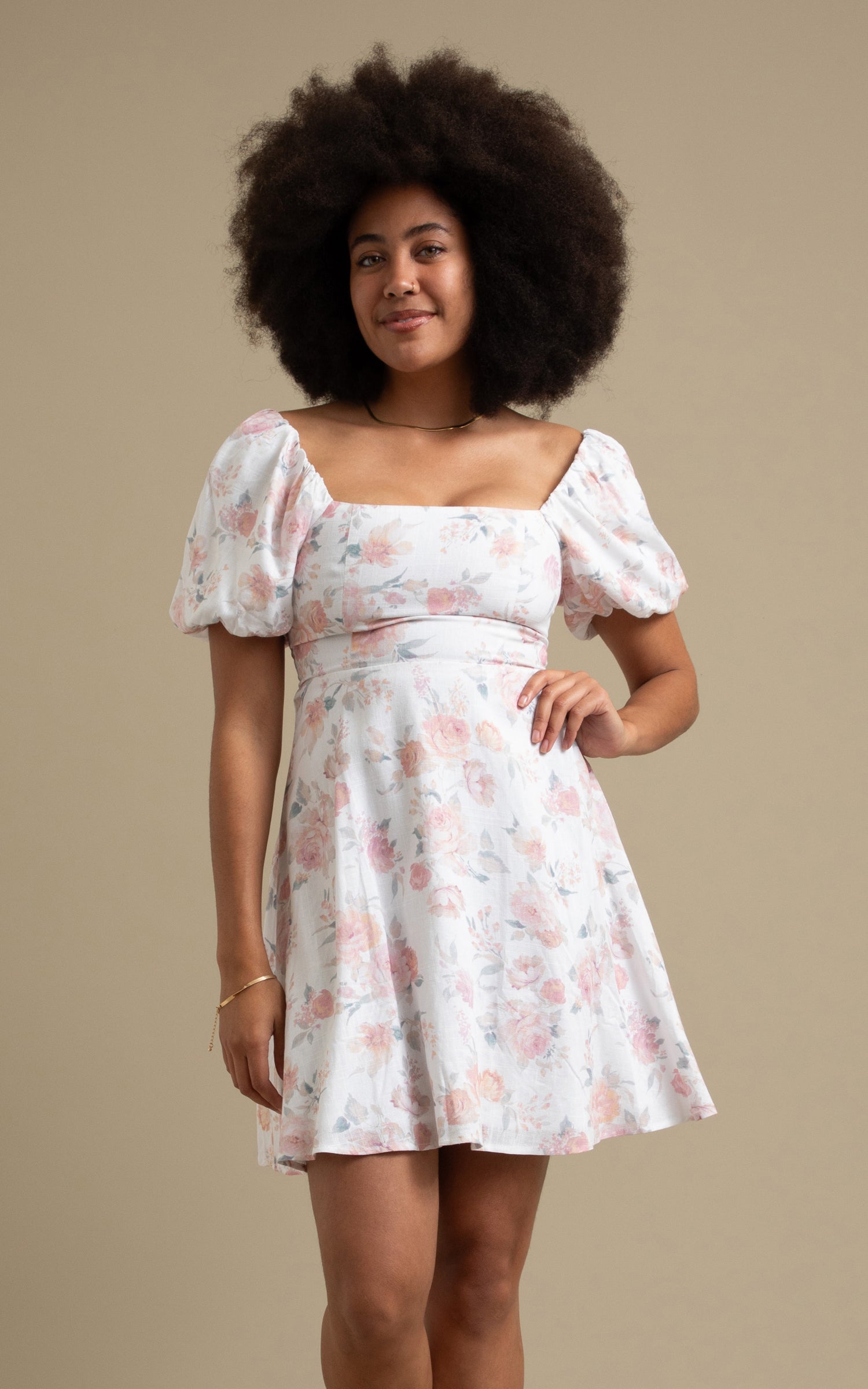 a line dress cotton women 100% Cotton A-Line Women Maxi Dress With Two Tie Belts, Cream / M main image 1