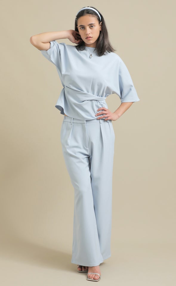 Linen Look Wide Leg Pants