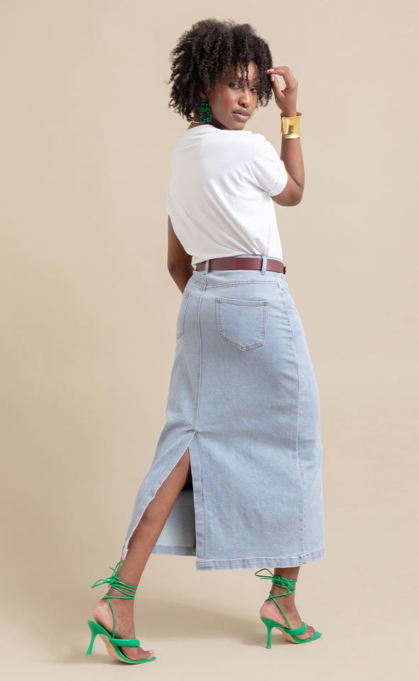 Maxi Skirts Plus Size Denim Pencil Skirts Knee Length Denim Skirt