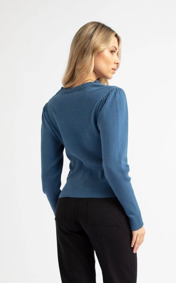 Long Puff Sleeve Sweater Pacific