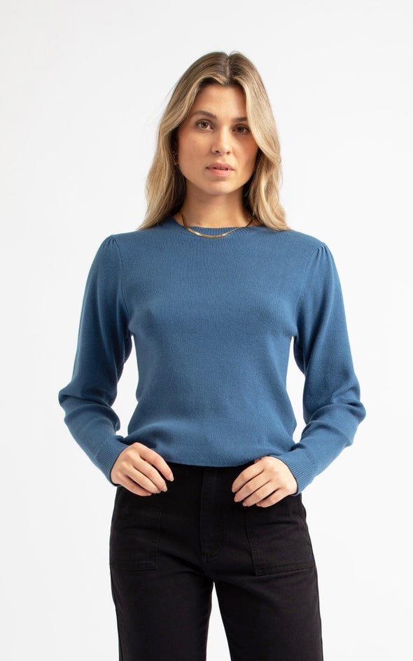 Long Puff Sleeve Sweater Pacific