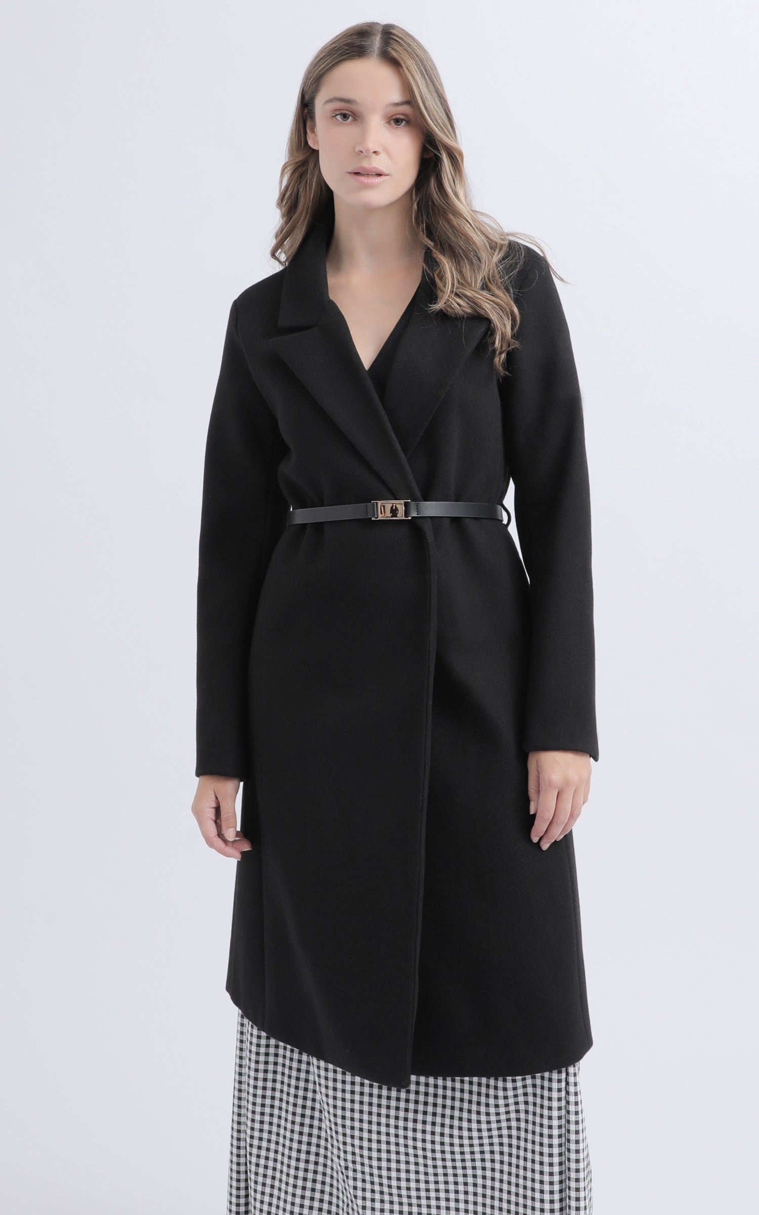 Shop our Gold Link Belt Coat in Camel | Pagani