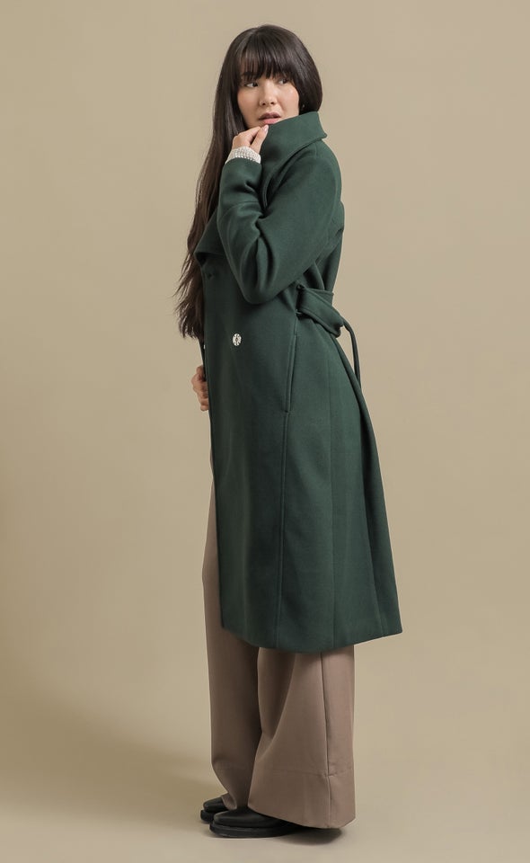 Longline Belted Coat Jade