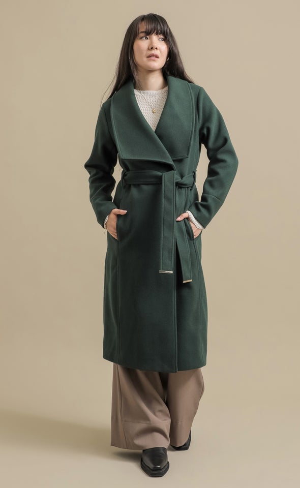 Longline Belted Coat Jade