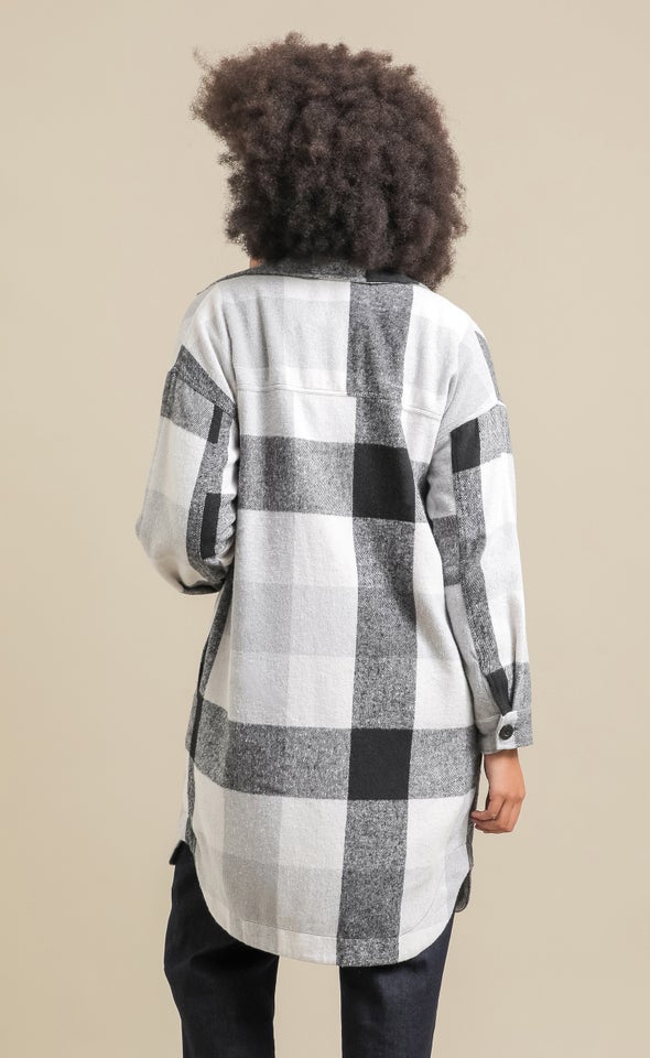 Longline Checked Shacket Blk/grey Check