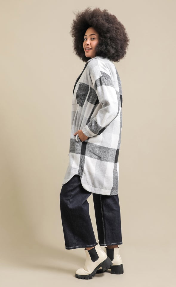 Longline Checked Shacket Blk/grey Check