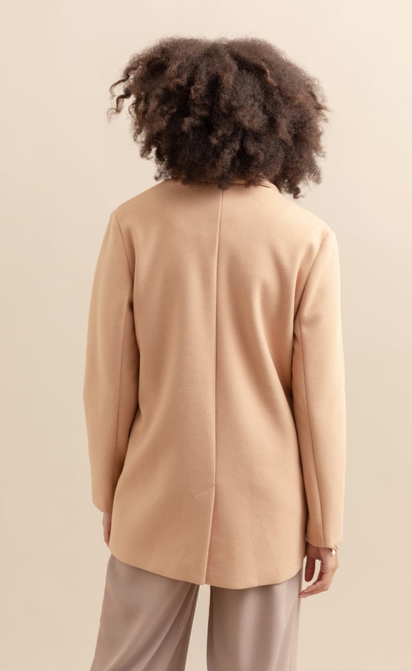 Longline Coat Jacket Camel