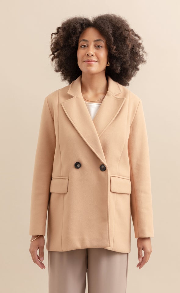 Longline Coat Jacket Camel