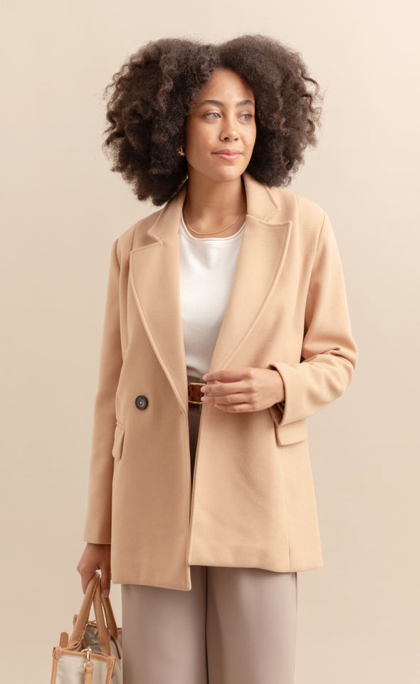 Longline Coat Jacket Camel