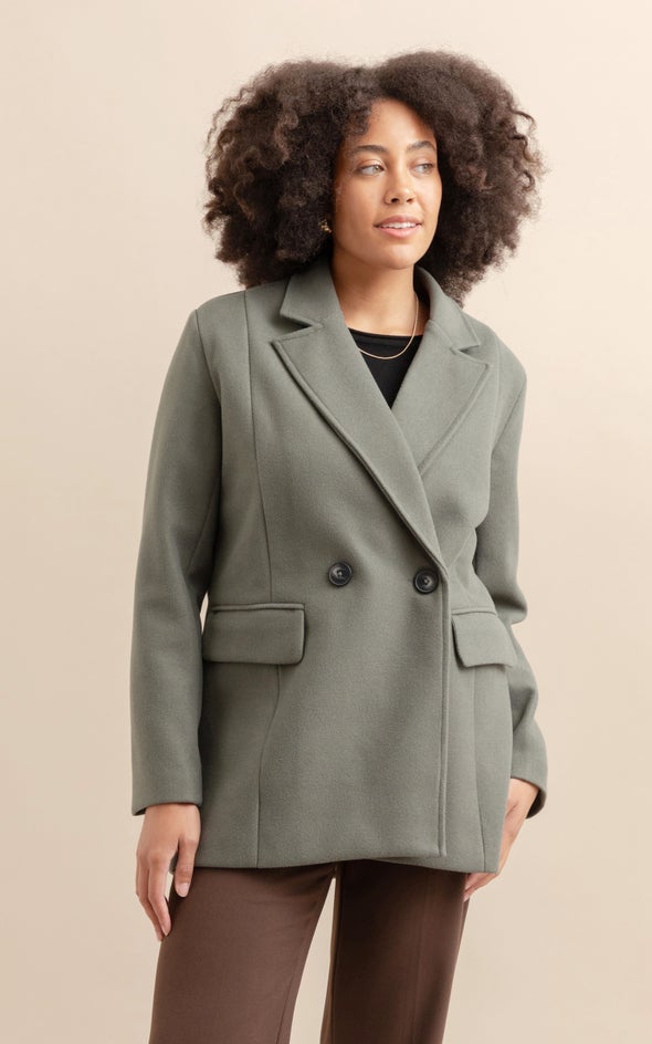 Longline Coat Jacket Olive