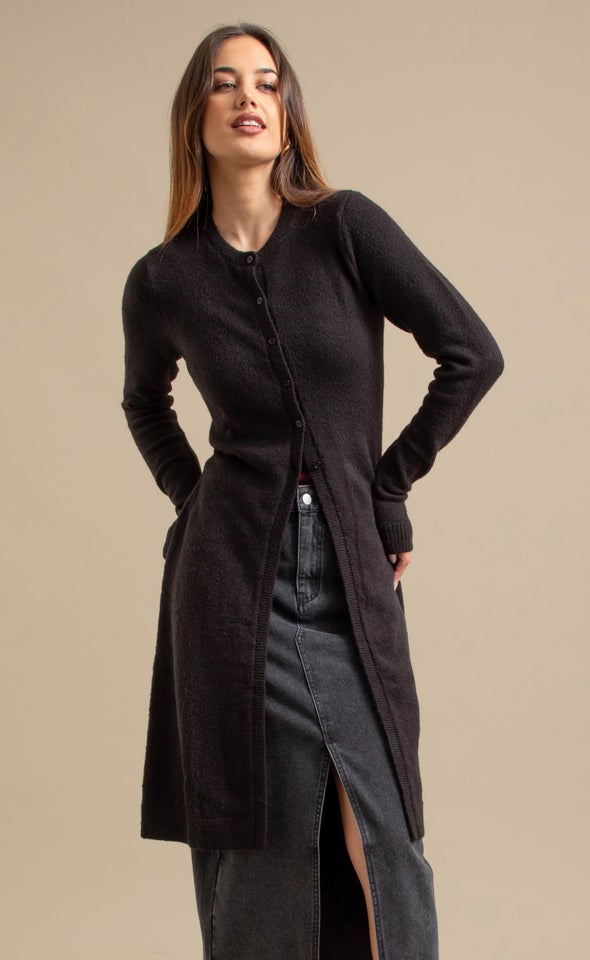 Longline Fitted Cardi Black