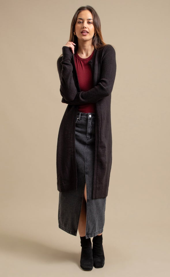 Longline Fitted Cardi Black