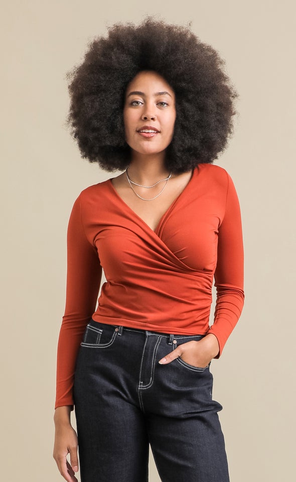 LS Cross Front Ruched Top Sienna