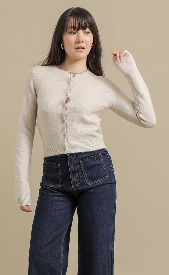 LS Fitted Cardi Natural