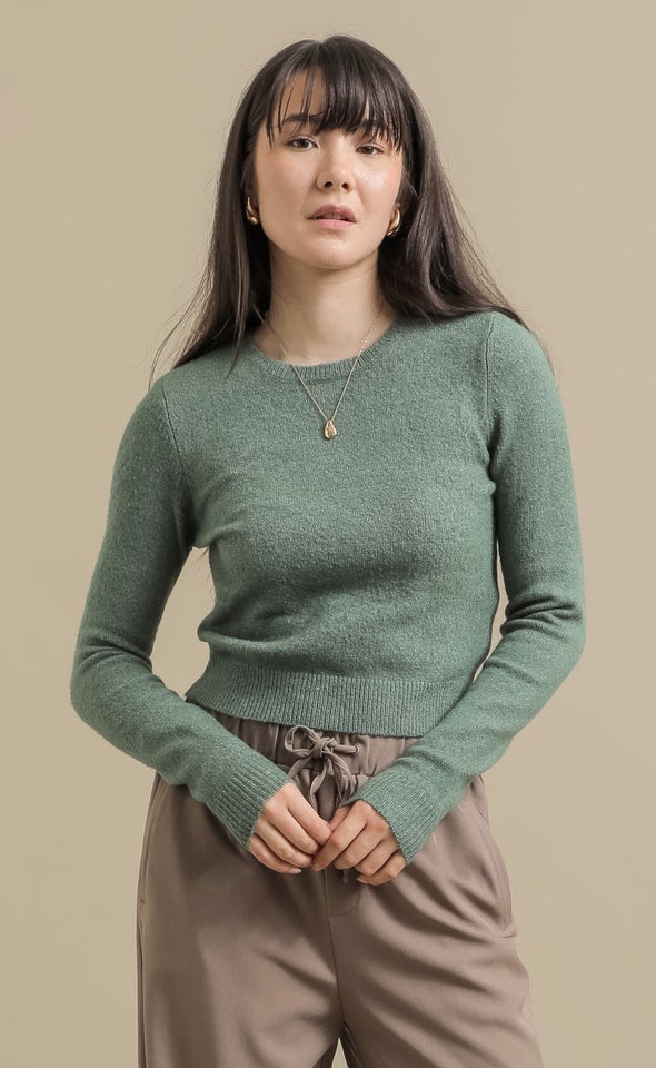 LS Fitted Crew Neck Sweater Emerald