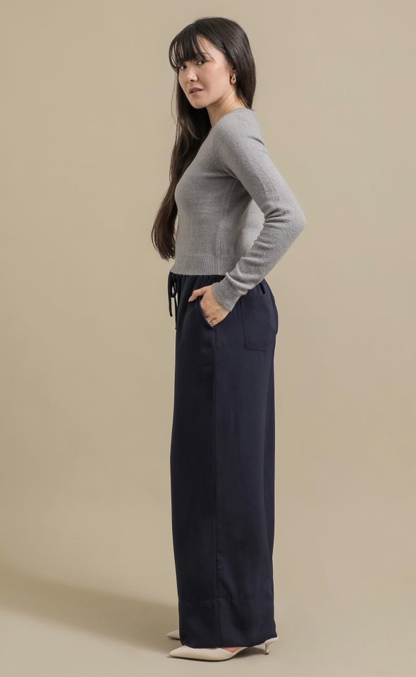 LS Fitted Crew Neck Sweater Grey Marle