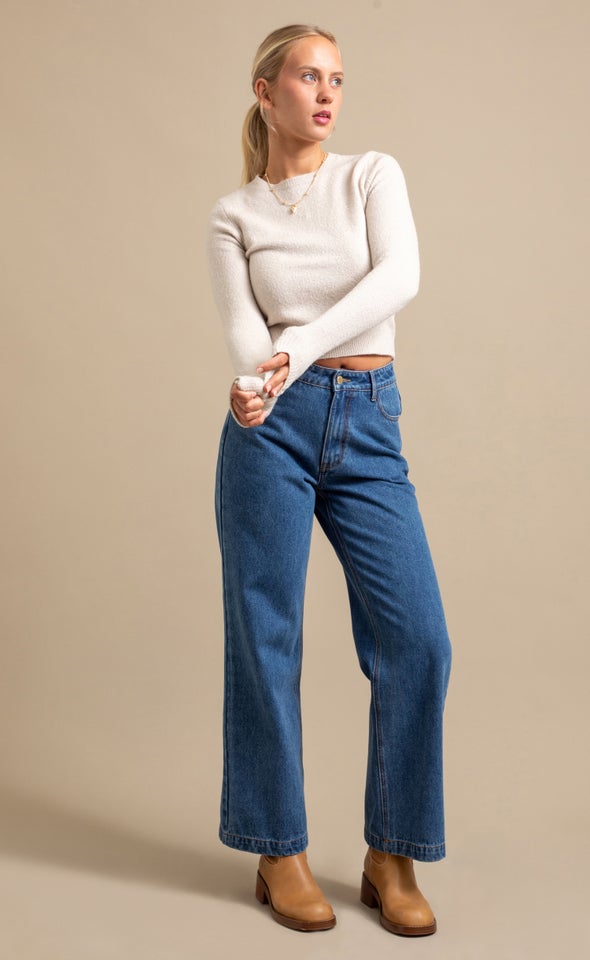 LS Fitted Crew Neck Sweater Natural