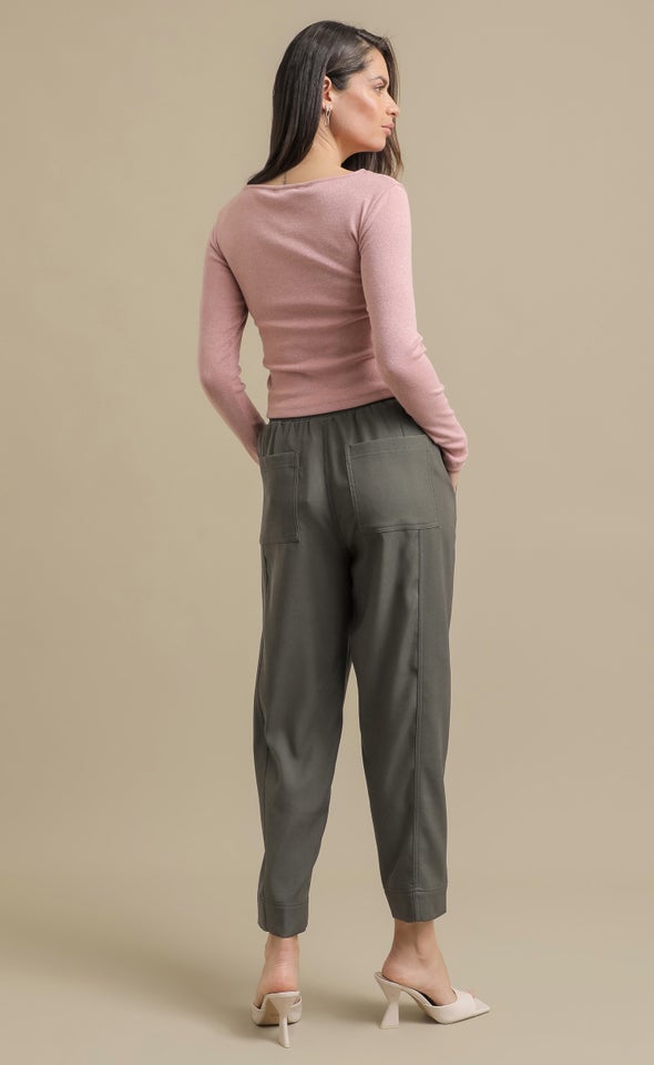LS Jersey Asym Neck Top Rose