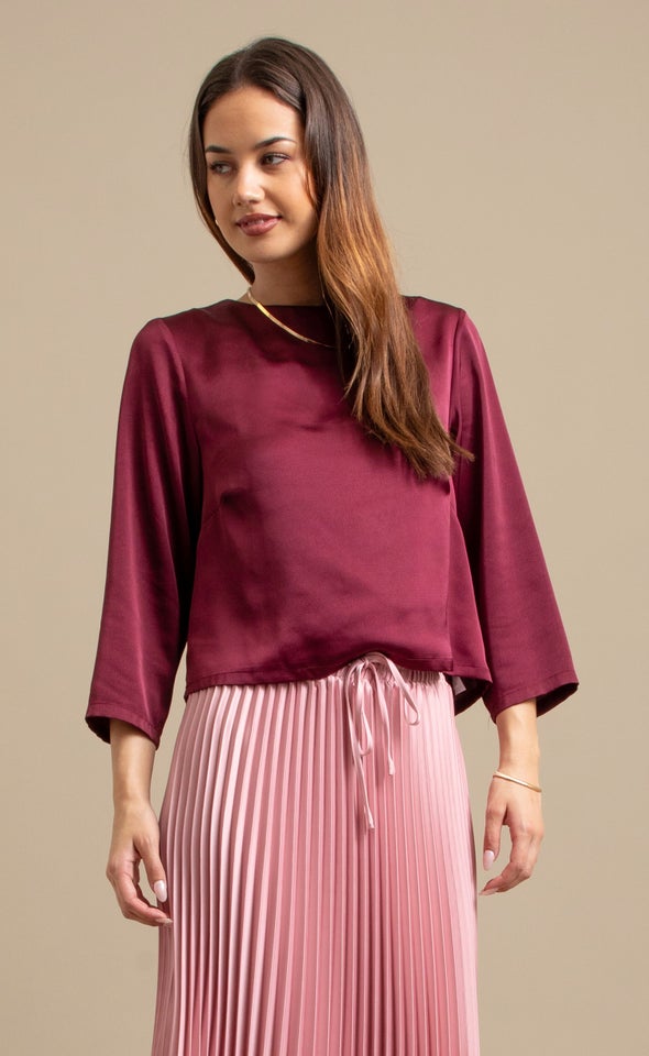 LS Satin Top Maroon