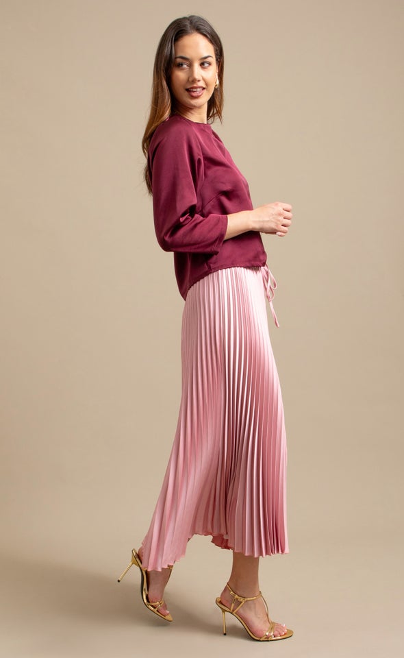 LS Satin Top Maroon