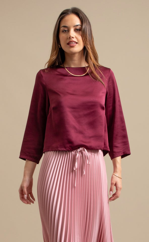 LS Satin Top Maroon