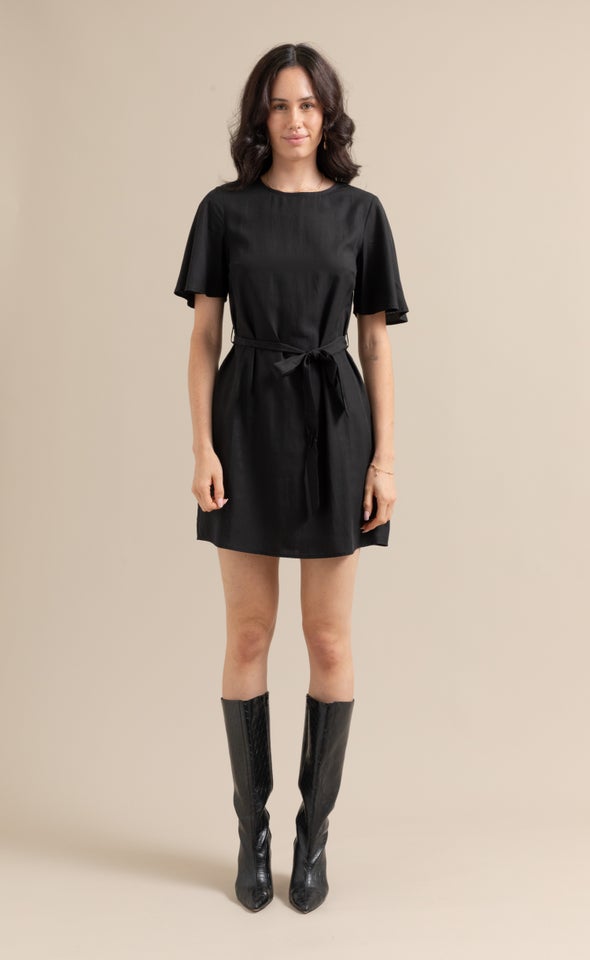 Lyocell Poplin Loose Fit Dress Black