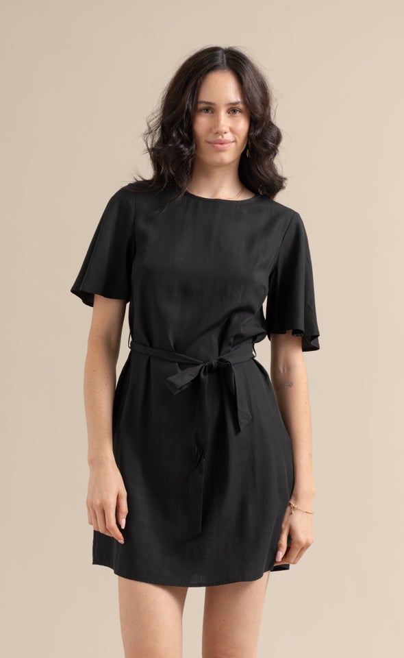 Lyocell Poplin Loose Fit Dress Black