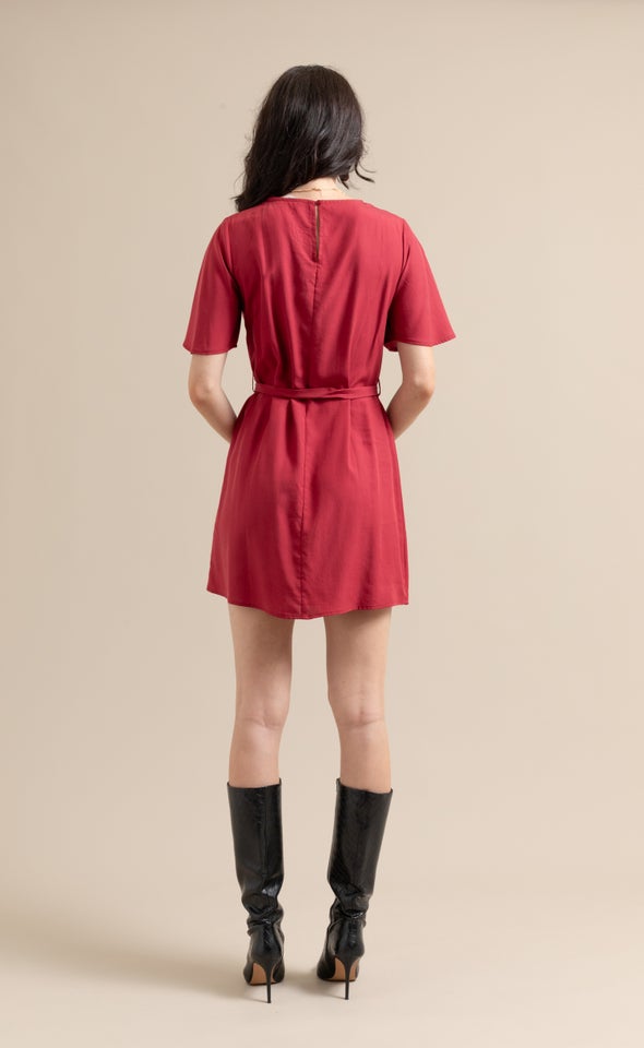 Lyocell Poplin Loose Fit Dress Maroon