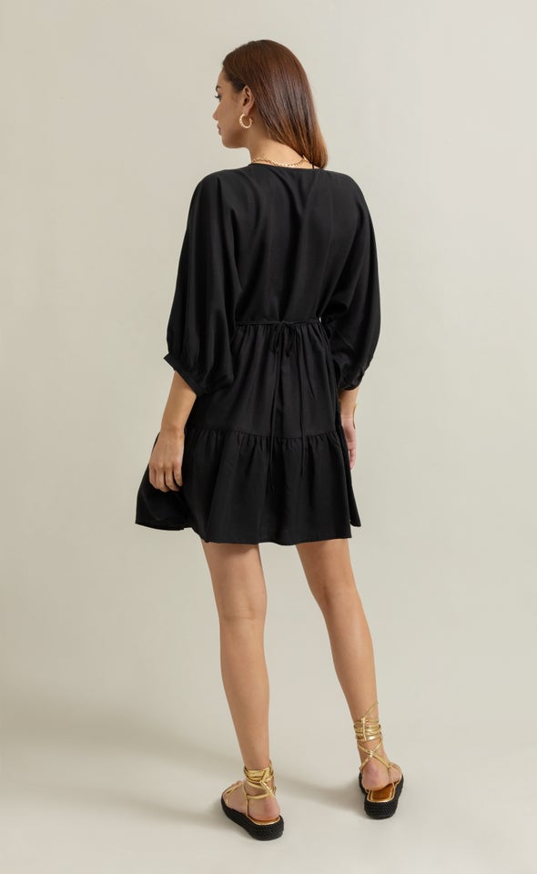 Lyocell Poplin Panelled Dress Black