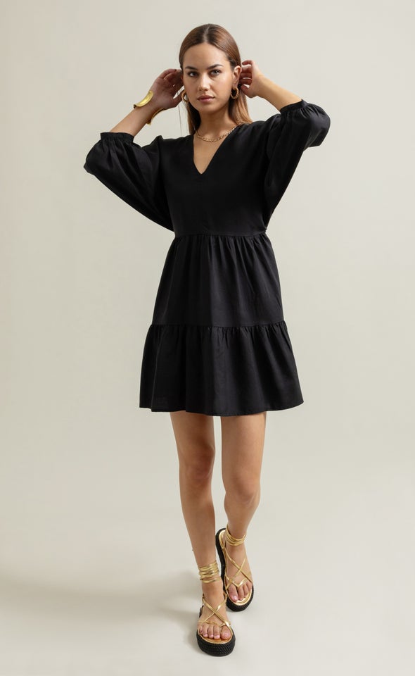 Lyocell Poplin Panelled Dress Black