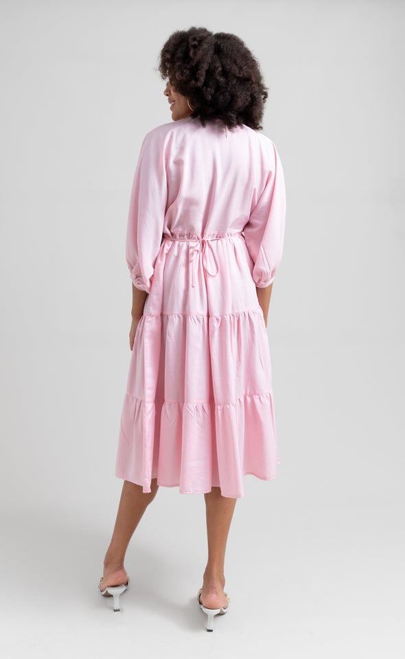 Lyocell Poplin Panelled Midi Dress Blush
