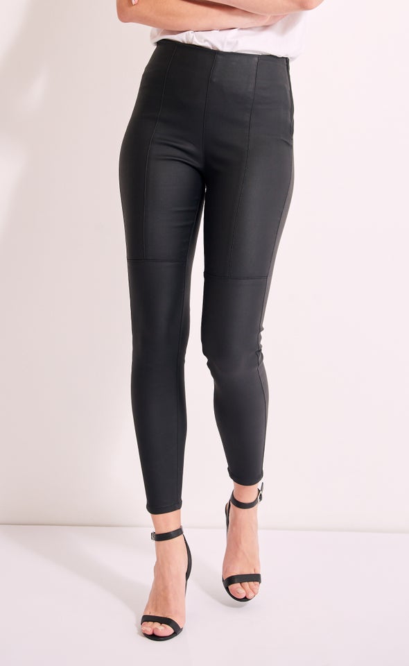 Matte Coated Denim Jeans Black