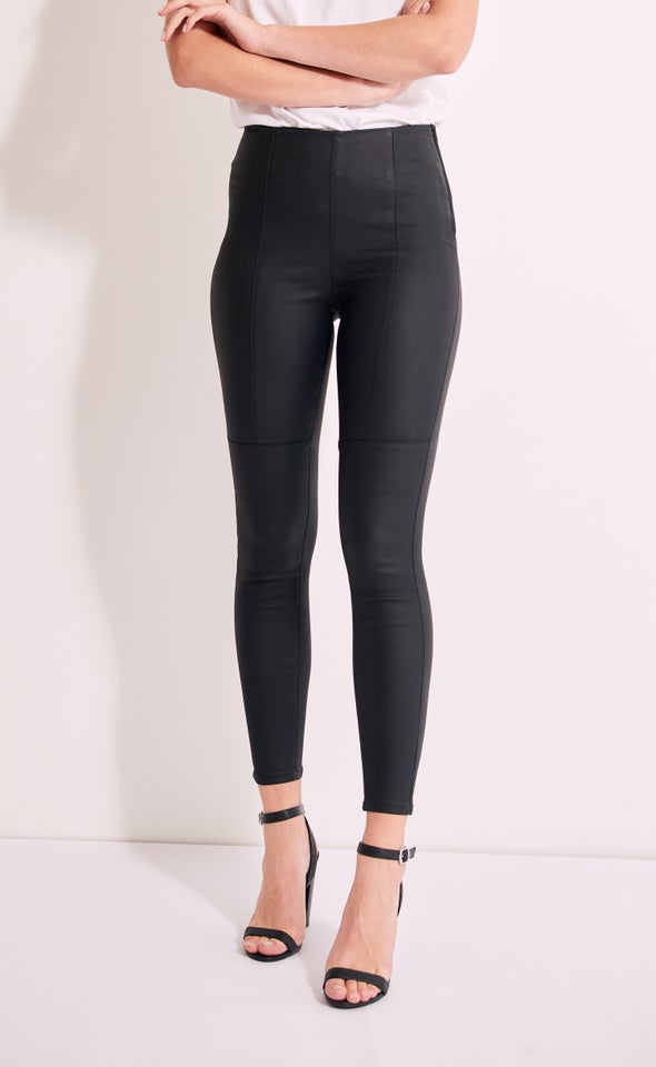 Matte Coated Denim Jeans Black