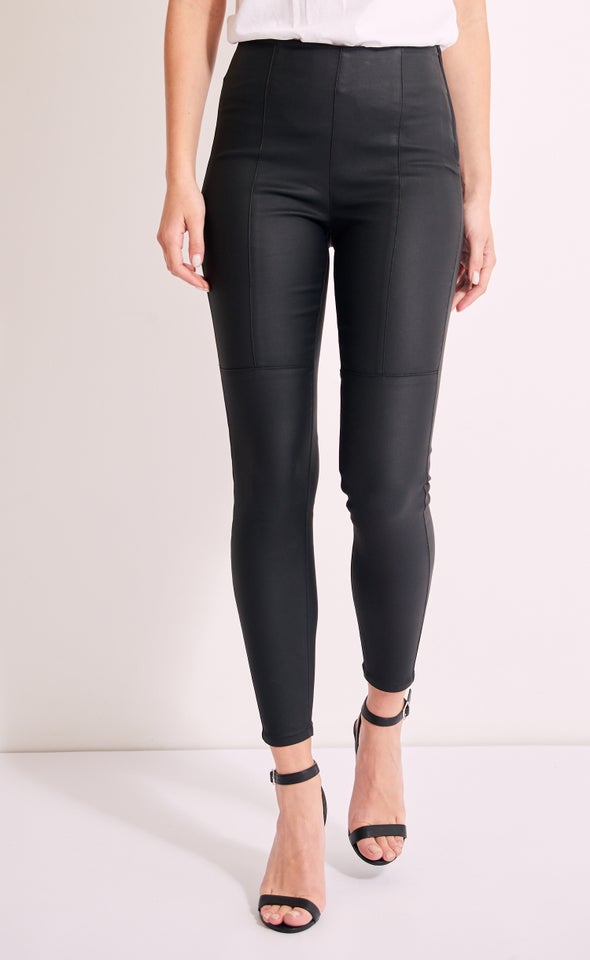 Matte Coated Denim Jeans Black